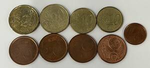 送料無料！世界　海外　ユーロ　コイン　硬貨　20セント　10セント　5セント　1セント　1999年　2000年　2002年