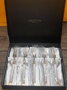 美品 LANVIN ランバン デザートフォーク 5本セット 箱付き 三越扱い