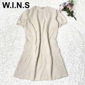 美品 W.I.N.S カシミヤ100% ニット ワンピース 生成色 38 M レディース B102317-117