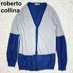 roberto collina ロベルトコリーナ カーディガン コットン ニット L 50 メンズ ブルー グレー B102303-92