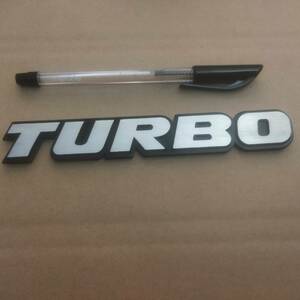 【送料無料】TURBO(ターボ) 3Dエンブレム（両面テープ） シルバー 横16cm×縦2.5cm×厚さ4mm ①