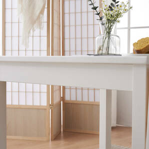 【ホワイト】 テーブル 伸長式ダイニングテーブル 在宅ワーク 勉強机 作業台 食卓 リビングテーブルの画像3