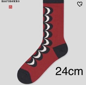 日本未発売★UNQLO×marimekko ソックス 靴下　24cm kaivo レッド カイヴォブラック ホワイト ユニクロ マリメッコ 灰色 黒　白　赤