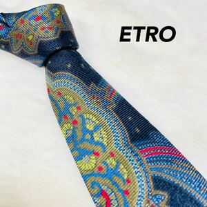 エトロ ネクタイ 総柄 ペイズリー イタリア製 ハイブランド 美品 小紋柄 ETRO ペイズリー柄 made in Italy シルク100%