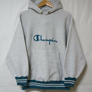 90s USA製 刺繍タグ チャンピオン Champion リバースウィーブ スクリプト ロゴ 刺繍 ビンテージ スウェット パーカー US- M // トレーナー