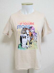 送料無料　【XLサイズ】ローリング・ストーンズ　Tシャツ　ベージュ　The Rolling Stones　ロックバンド　ファンスマ