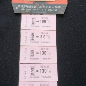 武蔵野線 記念乗車券・入場券 2種類 昭和53年～ の画像9