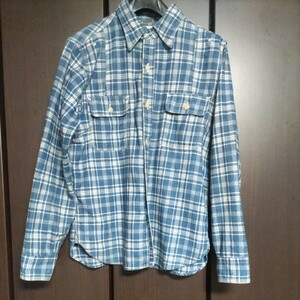 pherrows　フェローズ ワークシャツ　15 2/1 サイズ　長袖シャツ ネルシャツ L　チェック柄　藍染め　長袖シャツ　