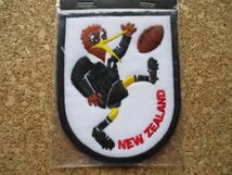 80s ニュージーランドNEW ZEALANDキーウィKIWIワッペンrugbyラグビー/奇異鳥ビンテージ野鳥SOUVENIR BADGE TRAVEL NZ VINTAGE PATCH D17_画像2