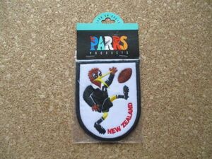 80s ニュージーランドNEW ZEALANDキーウィKIWIワッペンrugbyラグビー/奇異鳥ビンテージ野鳥SOUVENIR BADGE TRAVEL NZ VINTAGE PATCH D17