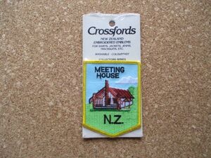 80s ニュージーランドNEW ZEALAND MEETING HOUSE N.Z.マオリ族ワッペン/crossfords EMBLEMSビンテージSOUVENIR BADGE NZ VINTAGE PATCH D17