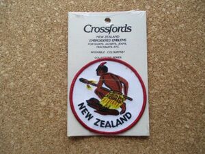 80s ニュージーランドNEW ZEALANDマオリ族ワッペン/crossfords EMBLEMSインディアンMaoriビンテージSOUVENIR BADGE NZ VINTAGE PATCH D17