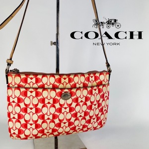 【残り1点】COACHコーチ　シグネチャー　バイカラー　ホワイト　ショルダーバッグ