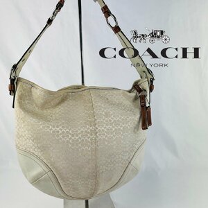 [ remainder 1 goods ]COACH Coach Mini signature white one shoulder bag beige 