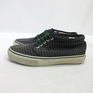 s■【US9.5】バンス/VANS ドット柄刺繍 ミドルカットスニーカー■黒 紺/MENS/42【中古】