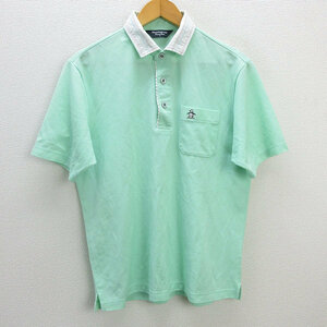 z# Munsingwear /MANSINGWEAR polo-shirt with short sleeves Golf wear [L] yellow green /men's/52[ used ]#