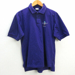 z■クレイジーシャツ/crazy shirts 半袖ポロシャツ GOLF刺繍【M】紫/men's/1【中古】