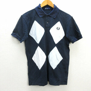 z■フレッドペリー/FRED PERRY 半袖ポロシャツ 鹿の子【L】紺/men's/37【中古】■