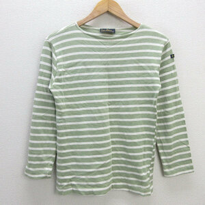 z# Le Minor /Leminor border cut and sewn / long T[2] yellow green /LADIES/6[ used ]#