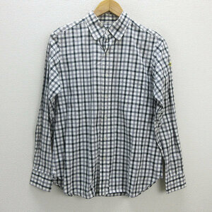 k#efe- tea /FAT silver chewing gum check pattern long sleeve BD shirt [TITCH] white black /MENS#25[ used ]