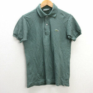 z■ラコステ/ CHEMISE LACOSTE 半袖ポロシャツ 鹿の子【3】緑/men's/40【中古】■の画像1