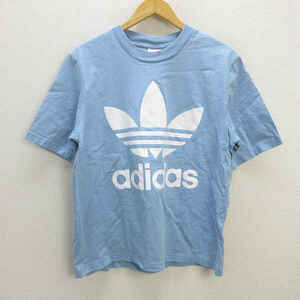 s■アディダス/adidas トレフォイルロゴプリント オーバーサイズTシャツ【M】水色/MENS/1【中古】