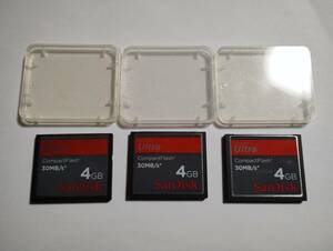 ケース付き　3枚セット　4GB　SanDisk　Ultra　CFカード　フォーマット済み　メモリーカード　コンパクトフラッシュカード