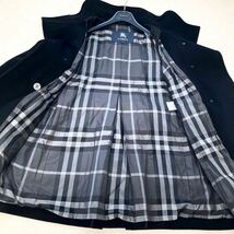 大きいサイズ◆美品◆バーバリー BURBERRY 44/13号/XL-3L 2way☆ゆったりAラインウールコート 黒×シャドーチェック フォーマル おでかけ_画像6