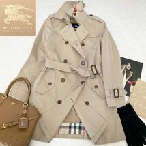 大きいサイズ◆超美品◆バーバリー BURBERRY 40/11号/L メガチェックコンビ☆ウールライナーギャバジントレンチコート 定価185,000円日本製_画像1