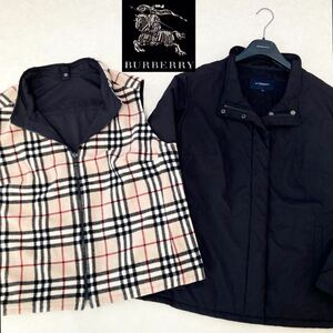 大きいサイズ◆美品◆バーバリー BURBERRY 13号/44/XL-3L 4way☆ノバチェックフリースベスト付中綿マルチウェイコート 旅行 アウトドア