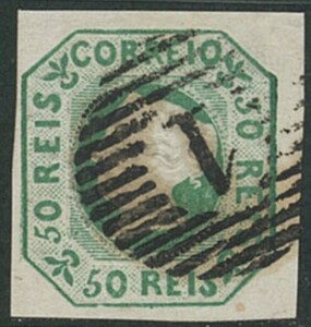 外国切手　使用済み　ポルトガル　1853年　マリアⅡ女王　50ｒ　（3）