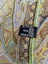 ETRO イタリア製ペイズリー柄シルクストール スカーフ グリーン みずいろ エトロ 130 x 38_画像6