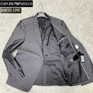 新品タグ付き◎2XL エンポリオアルマーニ【高級感溢れる光沢】EMPORIO ARMANI テーラードジャケット ブレザー ベッカムモデル DAVID LINE