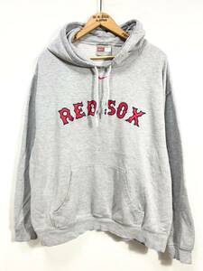 ■ NIKE ナイキ センター スウォッシュ ロゴ MLB BOSTON RED SOX スウェット パーカー XL グレー 古着 レッドソックス 野球 吉田正尚 ■