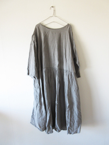 2022SS nest Robe / ネストローブ 01221-1162 天然染め 切り替えギャザーワンピース F C.GRAY / レディース シャツ ドレス