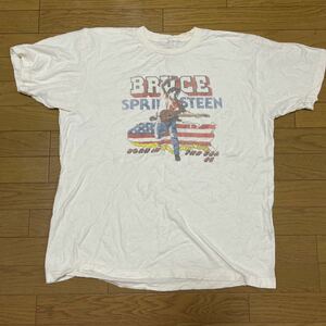 送料無料 BRUCE SPRINGSTEEN ブルーススプリングスティーン WORLD TOUR ヴィンテージTシャツ 半袖 Tシャツ サイズ2XL USA古着 85 ８０年代