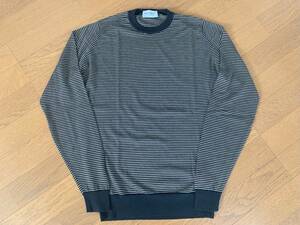 【美品】John Smedley ジョンスメドレー クルーネック ボーダーニット BEAMS F ビームスエフ 別注 ベージュ 