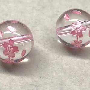 【セット】水晶　桜　ピンク塗装　ビーズ　ブレスレット　天然石　パワーストーン