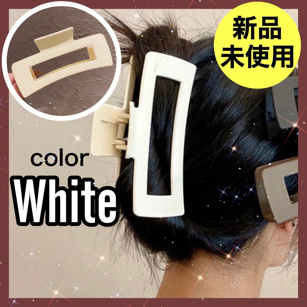 白 ヘアバレッタ レザーヘアクリップ 新品未使用 ミュウミュウ|PayPay