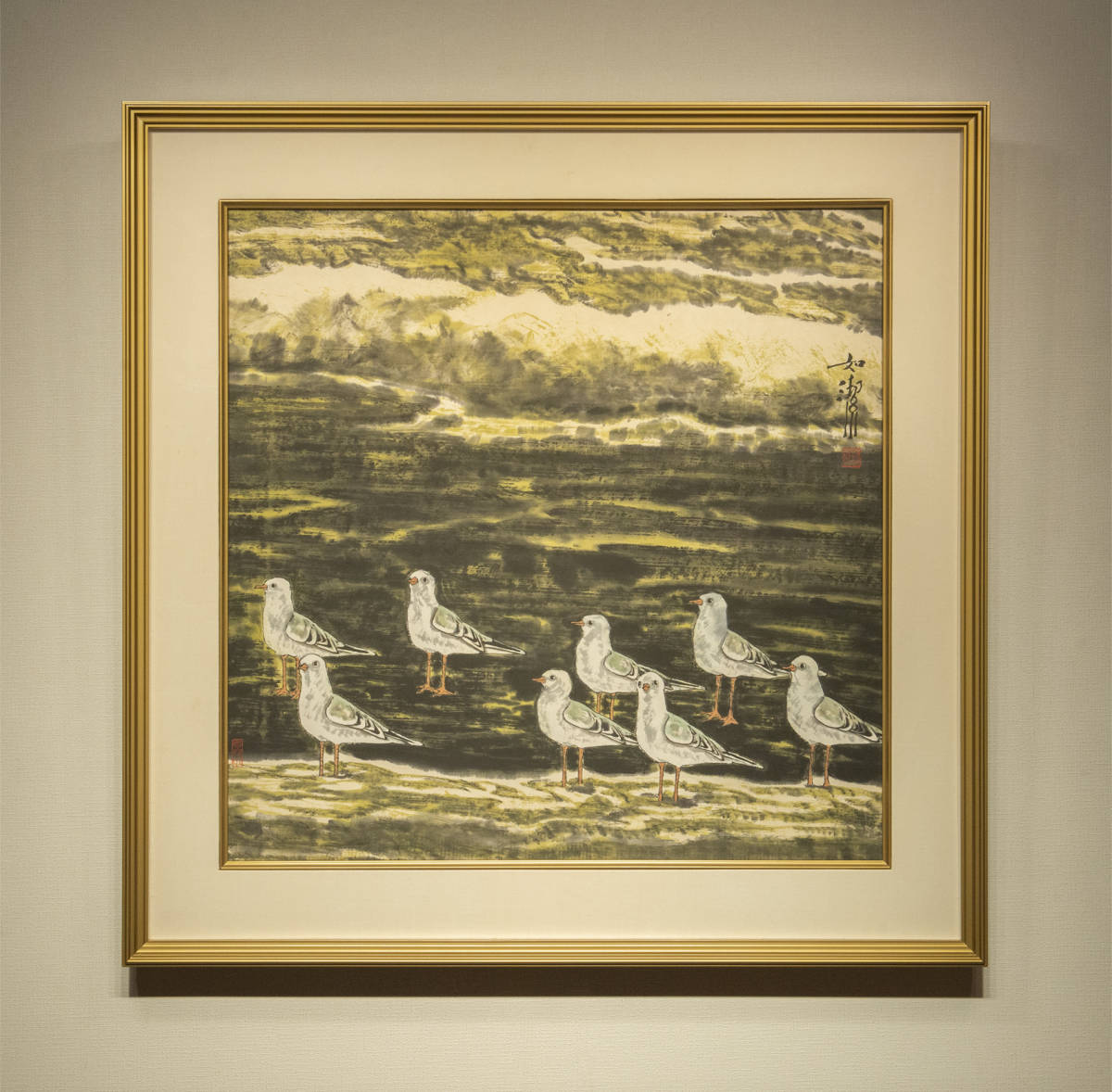 Liang Ru‘ Frühe 1990er Jahre Meer‘ Gerahmte authentische garantierte chinesische Malerei Zeitgenössische Kunst, Kunstwerk, Malerei, Andere