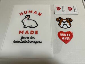 【2セット】HUMAN MADE ヒューマンメイド クリアファイル ステッカー メガネ拭き 犬 ハート白熊