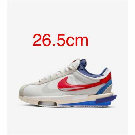 【新品】26.5cm sacai × Nike Zoom Cortez White and University Red サカイ ナイキ ズーム コルテッツ ホワイト ユニバーシティレッド