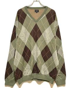 [ beautiful goods ]BEAMS 9G Easy a-ga il V neck knitted (XL) khaki series Beams sweater over big size 