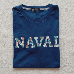 【bht8】新品　BEAMS HEART　ビームスハート　半袖Tシャツ　ネイビー　紺　Lサイズ　『NAVAL』ロゴ入り　コットン綿100％