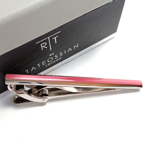 【tat24】新品　TATEOSSIAN　タテオシアン　ネクタイピン　タイバー　シルバー×ピンク　イギリス製