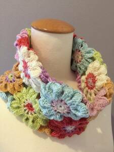 o flower motif * snood * made in Japan knitting wool use * brilliant snood * hand made 