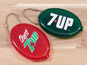 送料￥140【 7UP・セブンアップ】※《ラバーコインケース ２個セット・グリーン／レッド》　 小銭入れ　アメリカン雑貨