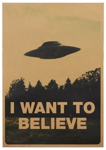 ■未使用ポスター■Xファイル I WANT TO BELIEVE レトロ版 UFO X-FILES 51.5×36cm　X-ファイル