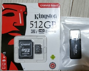 ●新品microSDカード●512GB KINGSTON microSDHC SDアダプターさらにオマケUSB付！キングストン CANVAS SELECT