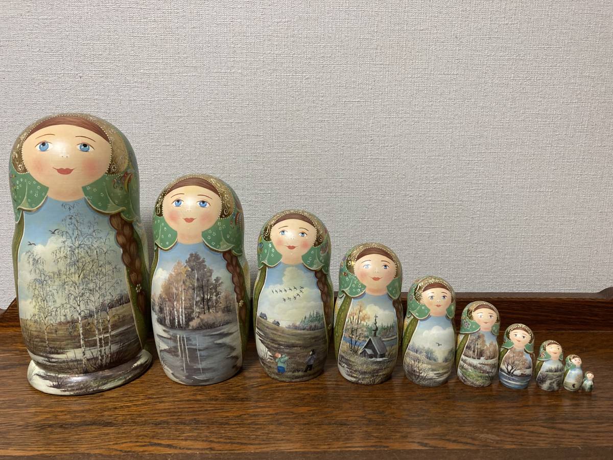 Russian Goods☆Four Seasons Matryoshka Early Spring Mandrake (10P) by Anna Gorshkova, Handmade items, interior, miscellaneous goods, ornament, object